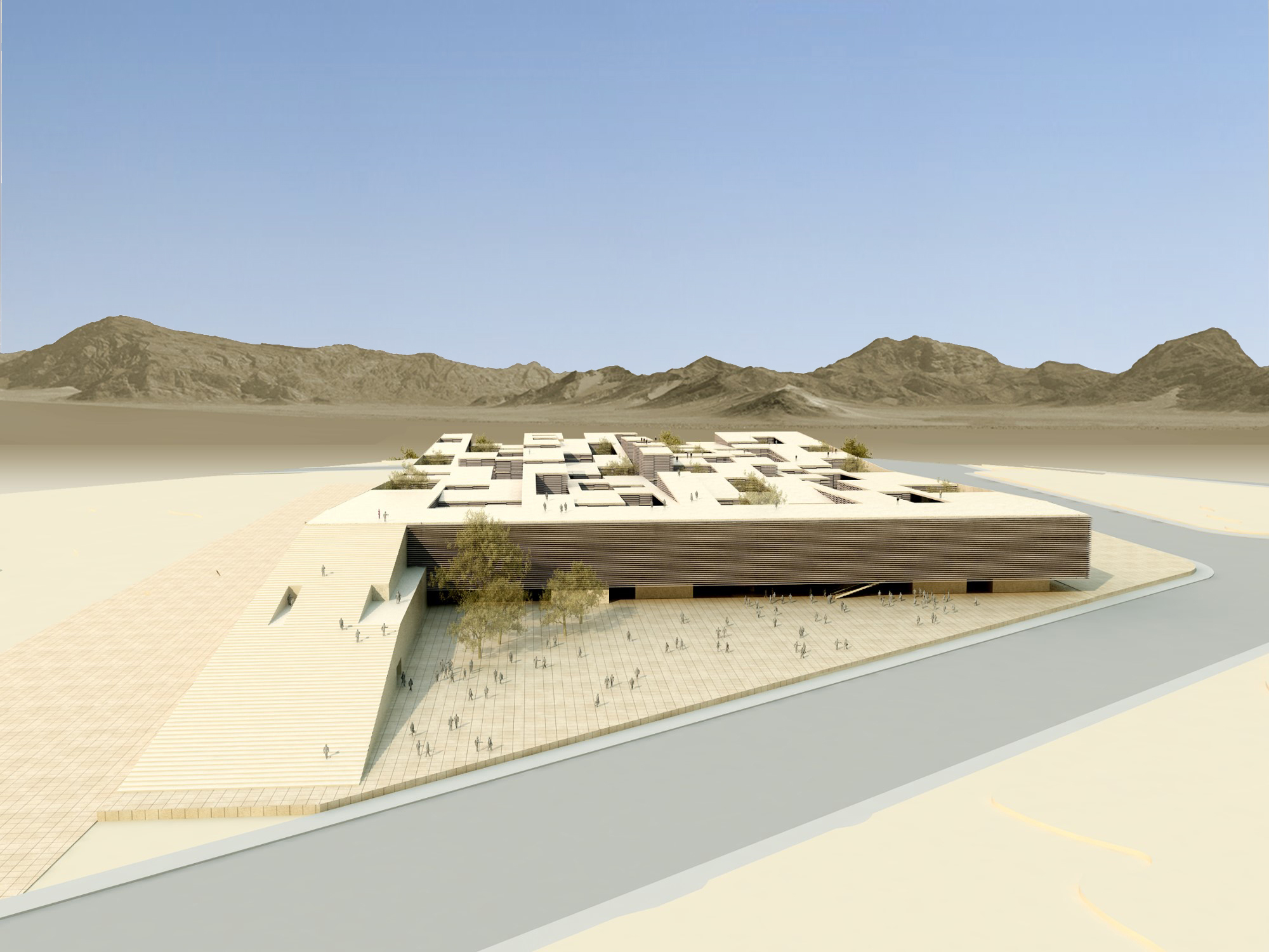 Safayieh Residential Complex exterior bird view in Yazd by Fluid Motion Architects, designed by Reza Daneshmir and Catherine Spiridonoff