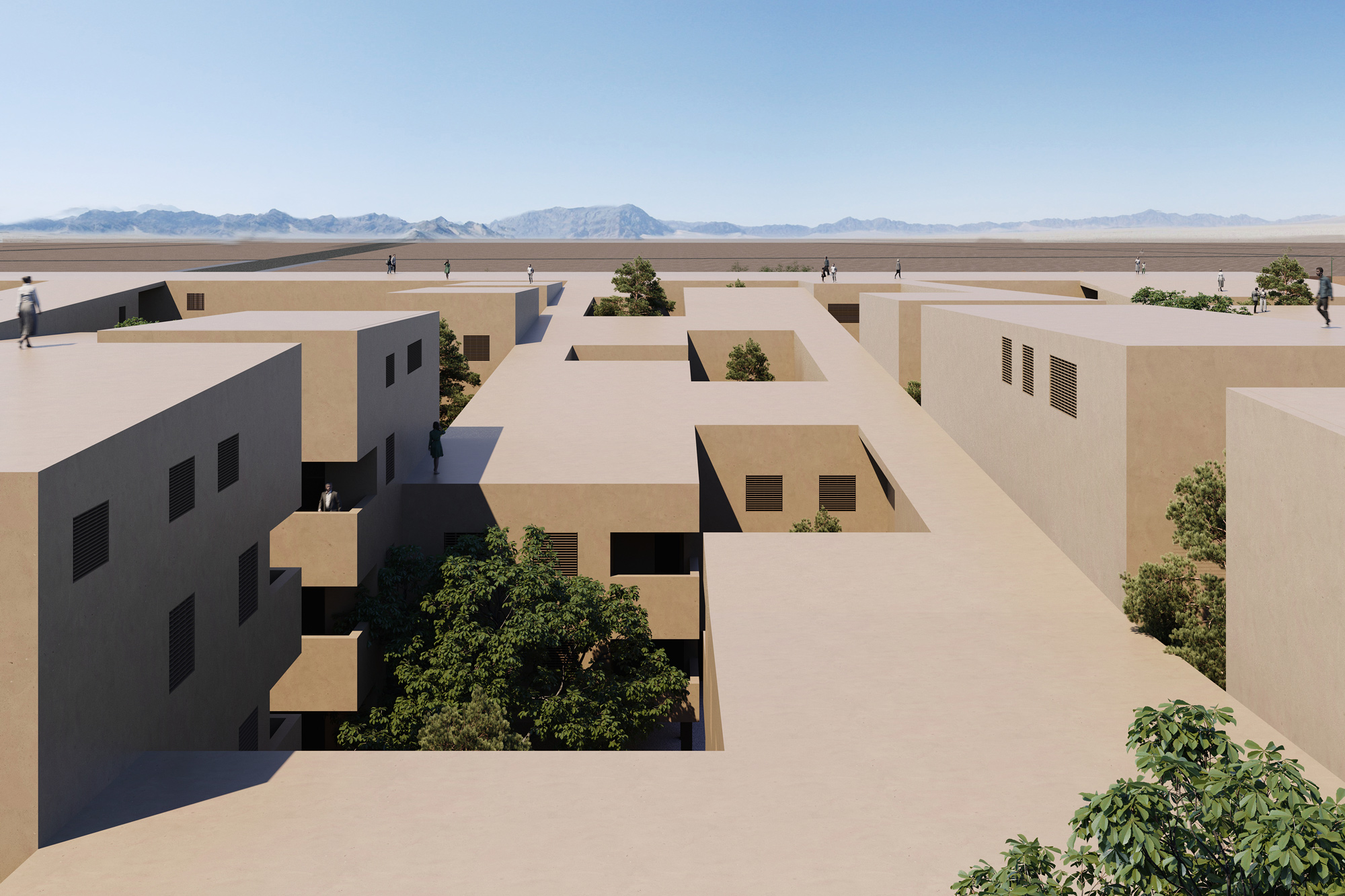 Safayieh Residential Complex exterior bird view in Yazd by Fluid Motion Architects, designed by Reza Daneshmir and Catherine Spiridonoff