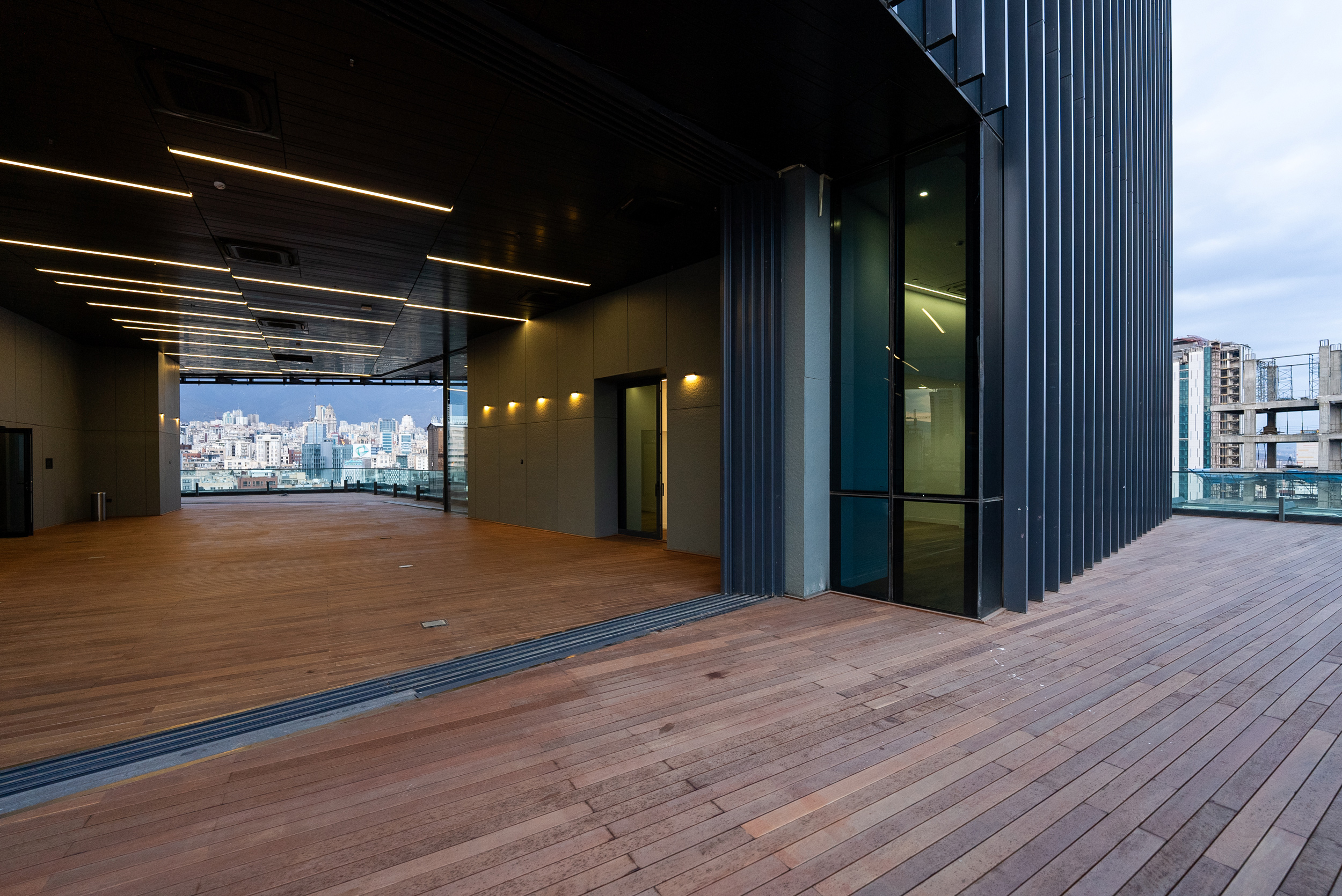 Terrace Photography of Mika Knots Office & Commercial Tower in Tehran Mirdamad by Fluid Motion Architects, designed by Reza Daneshmir and Catherine Spiridonoff