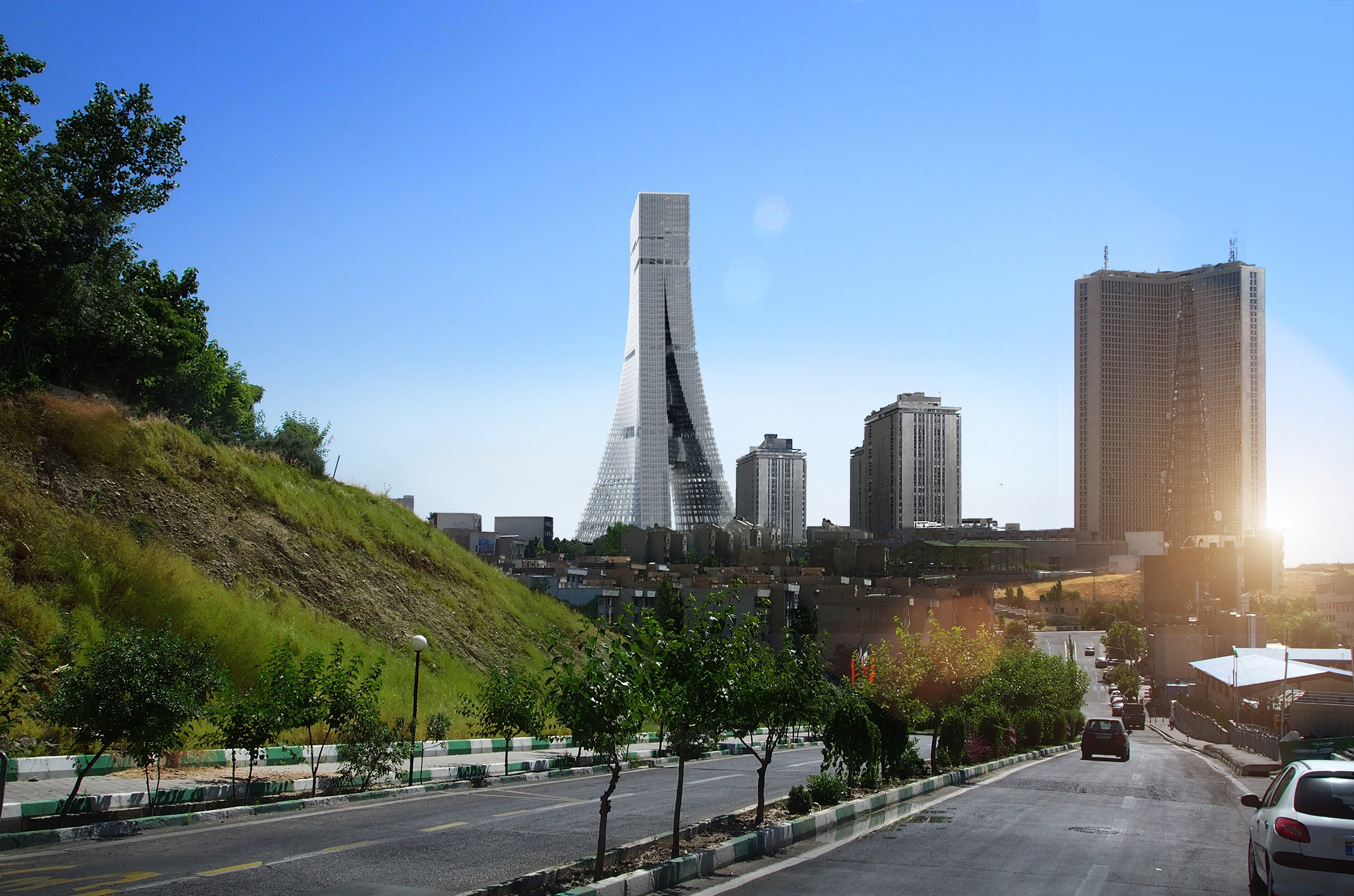 world trade center-reza daneshmir-cathrine spridonof- fma-fluid motion architects- رضا دانشمیر-کاترین اسپریدونف- حرکت سیال sketch.functional diagram. architecture competition-center of tehran. مسابقات معماری- ساختمان تجارت جهانی تهران. کاربری فضایی.render