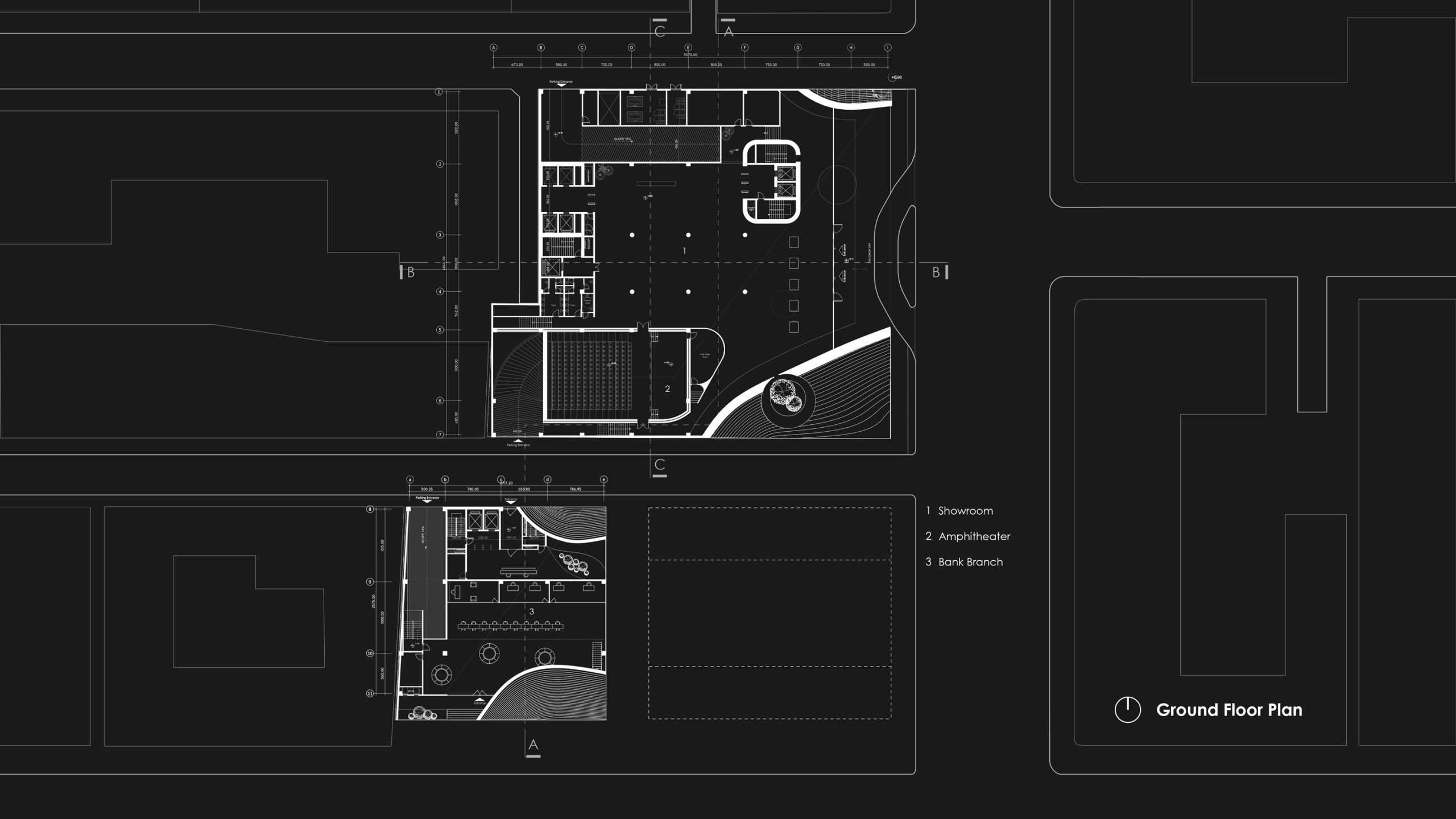 Afra and Firoozeh (Tejarat Bank) office building architectural plan in Tehran by Fluid Motion Architects, designed by Reza Daneshmir and Catherine Spiridonoff