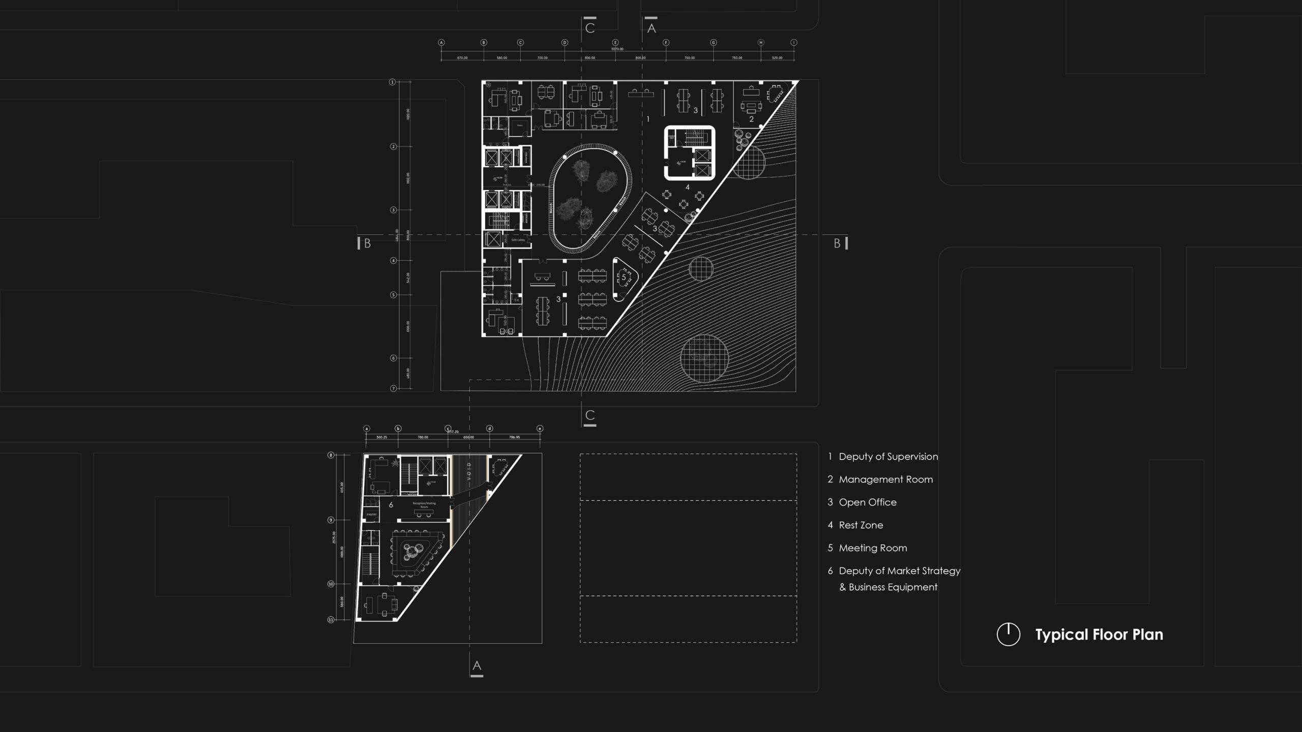 Afra and Firoozeh (Tejarat Bank) office building architectural plan in Tehran by Fluid Motion Architects, designed by Reza Daneshmir and Catherine Spiridonoff