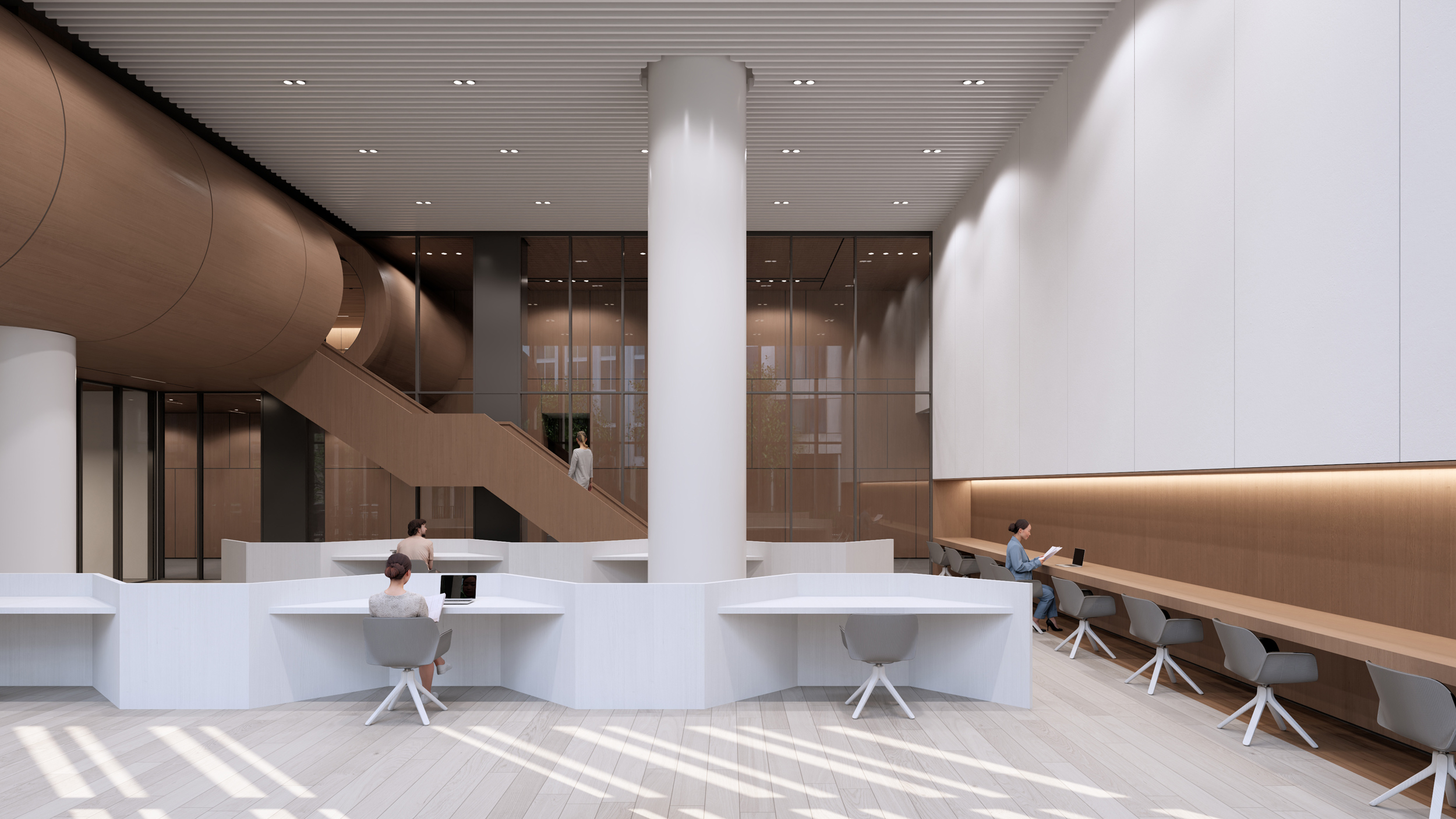 Unex Tower Residential building workplace interior in Tehran by Fluid Motion Architects, designed by Reza Daneshmir and Catherine Spiridonoff