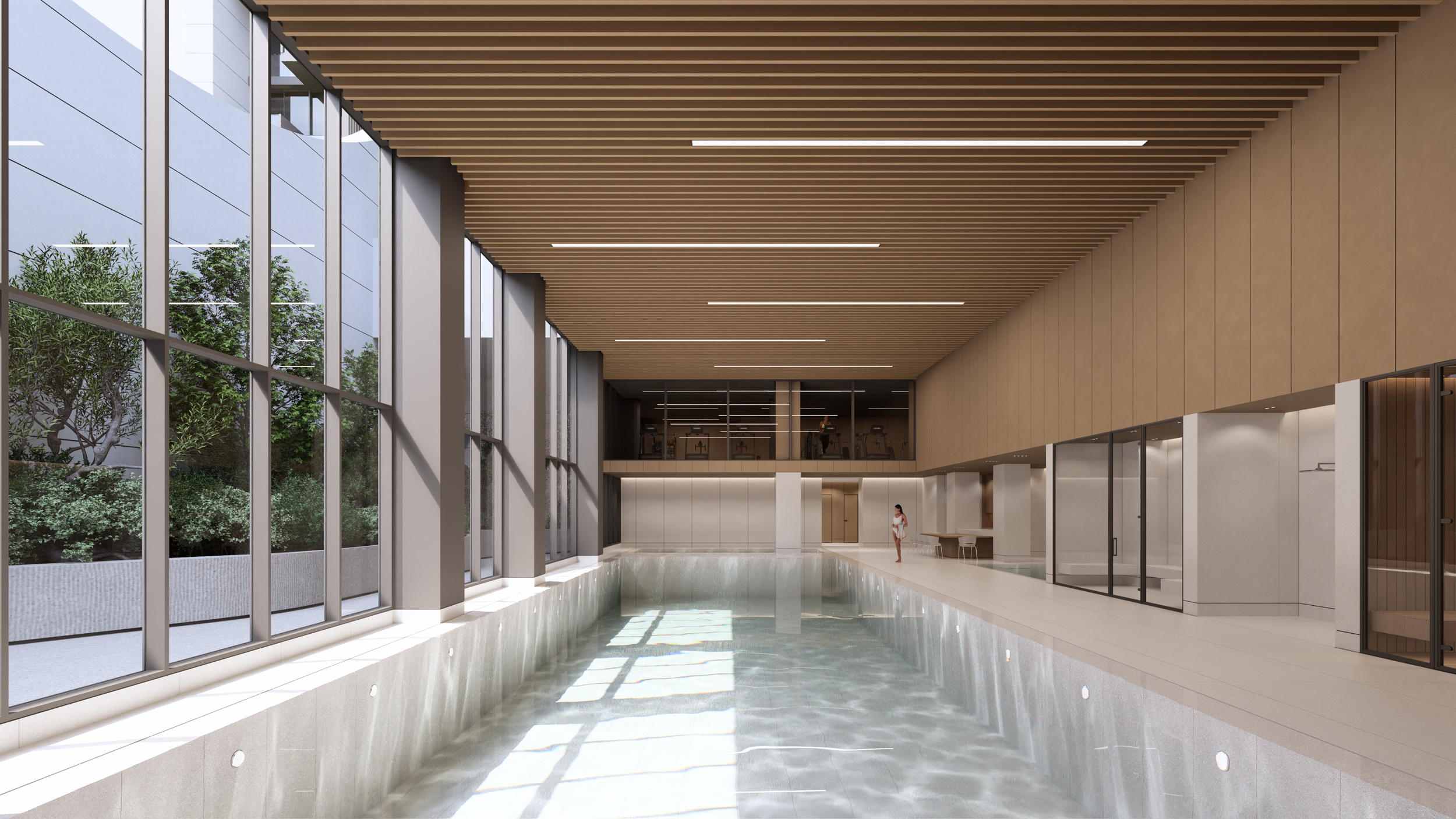 Unex Tower Residential building pool interior in Tehran by Fluid Motion Architects, designed by Reza Daneshmir and Catherine Spiridonoff