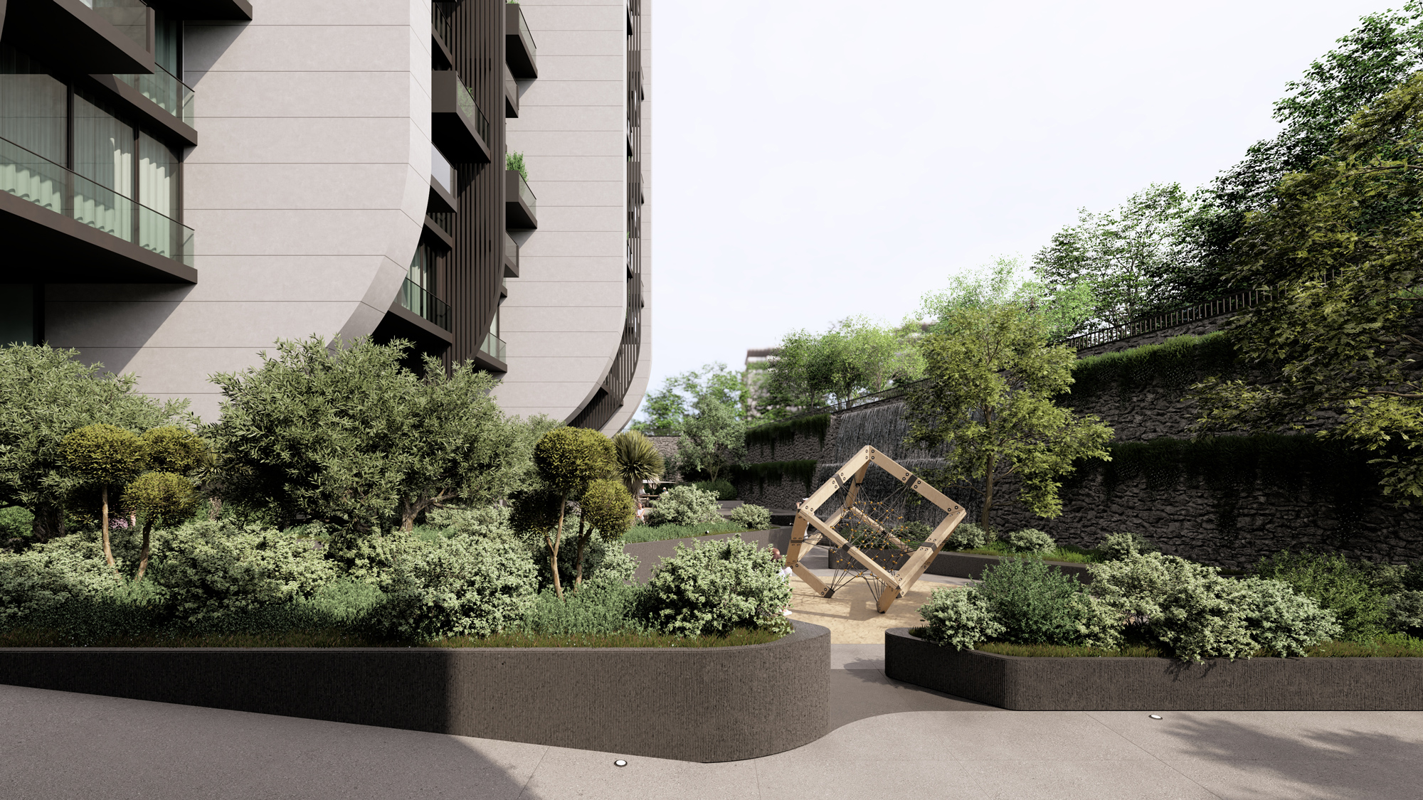 Unex Tower Residential building Landscape View in Tehran by Fluid Motion Architects, designed by Reza Daneshmir and Catherine Spiridonoff