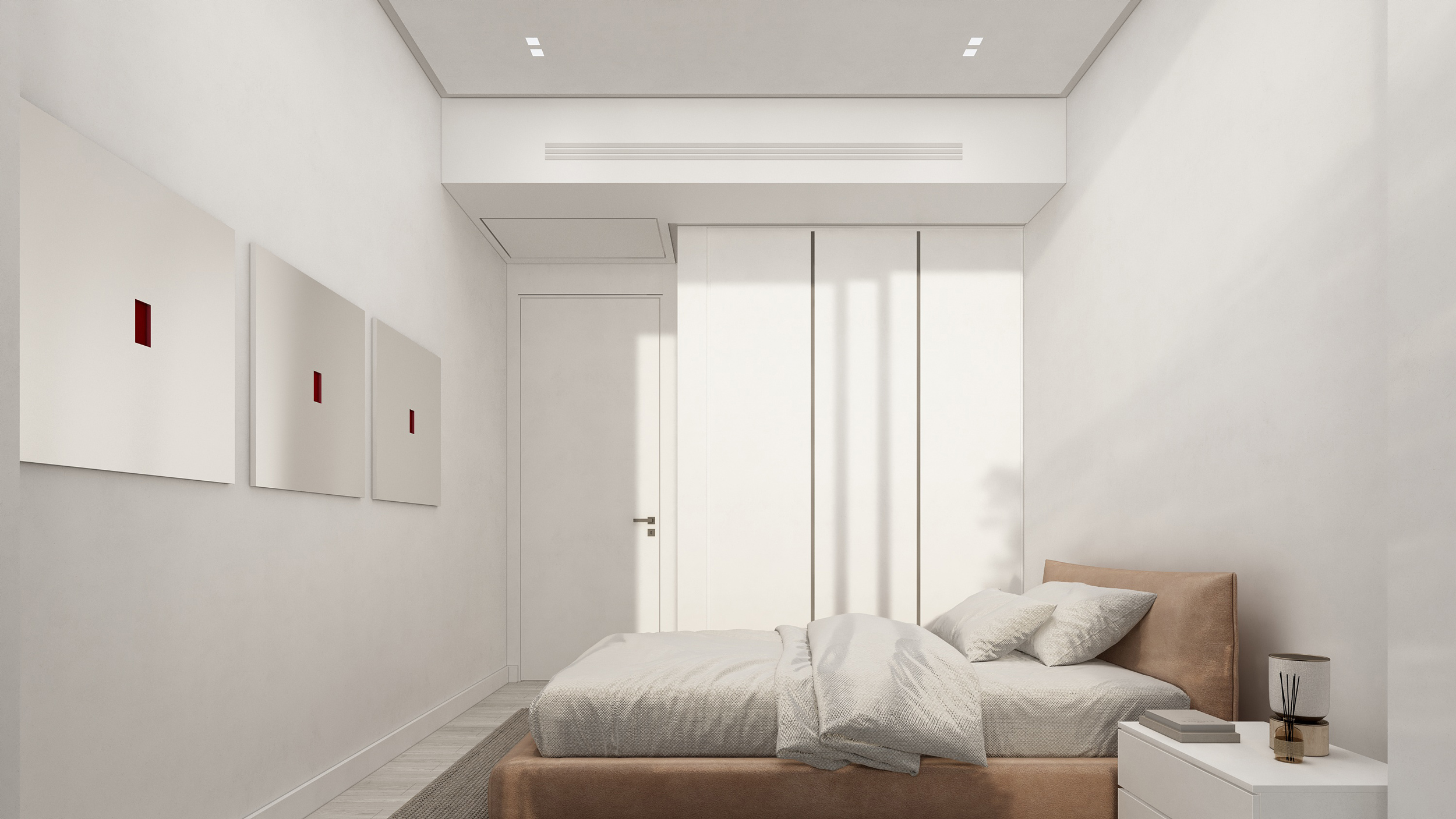 Unex Tower Residential building bedroom interior in Tehran by Fluid Motion Architects, designed by Reza Daneshmir and Catherine Spiridonoff