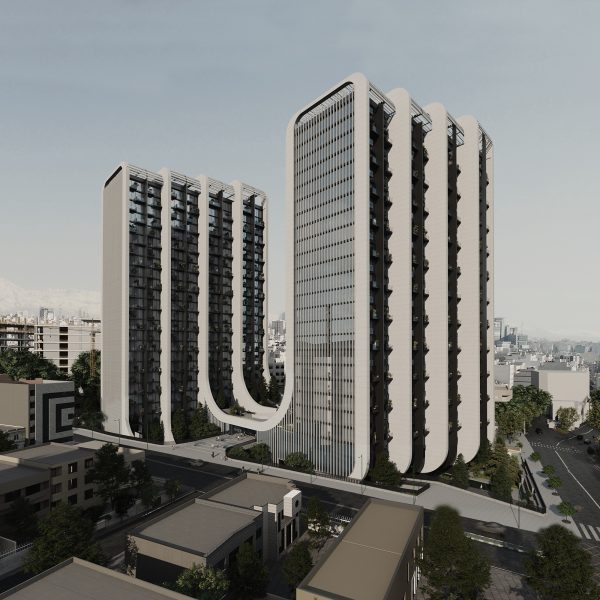 Unex Tower Residential building Day View in Tehran by Fluid Motion Architects, designed by Reza Daneshmir and Catherine Spiridonoff