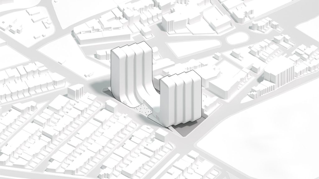 Unex Tower Residential building Architectural Diagram in Tehran by Fluid Motion Architects, designed by Reza Daneshmir and Catherine Spiridonoff