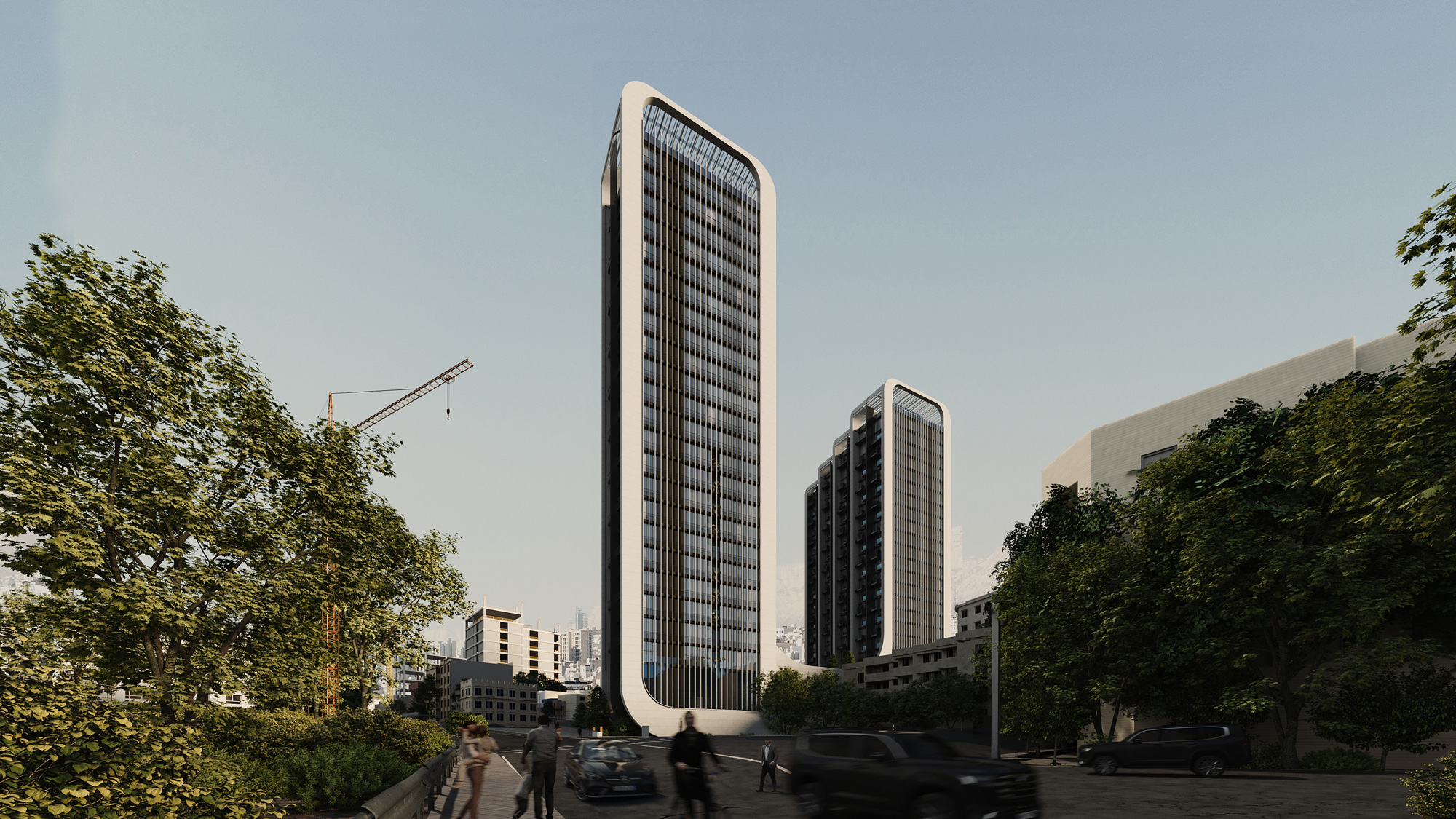 Unex Tower Residential building Exterior View in Tehran by Fluid Motion Architects, designed by Reza Daneshmir and Catherine Spiridonoff