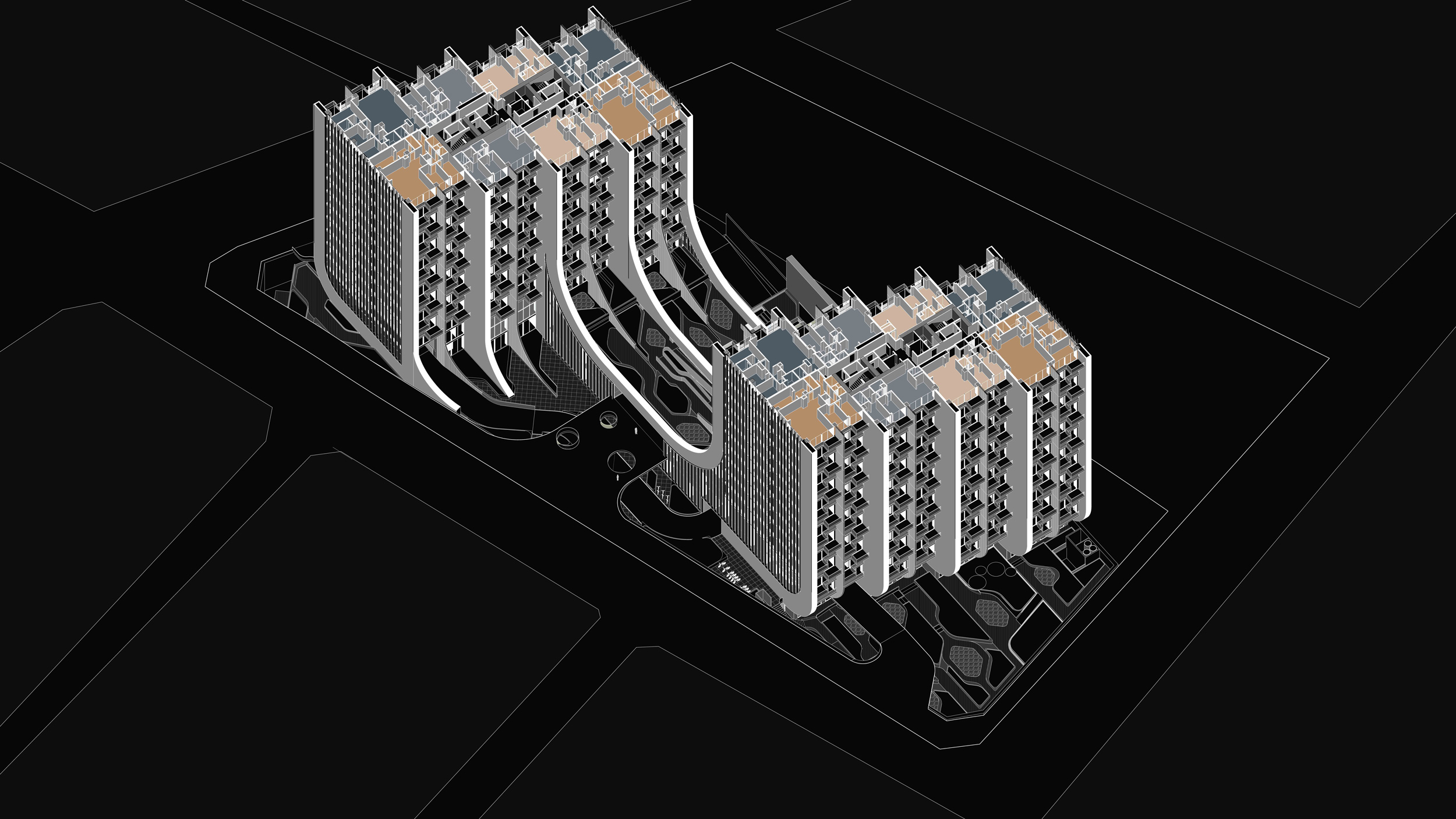 Unex Tower Residential building 3D Visualization in Tehran by Fluid Motion Architects, designed by Reza Daneshmir and Catherine Spiridonoff